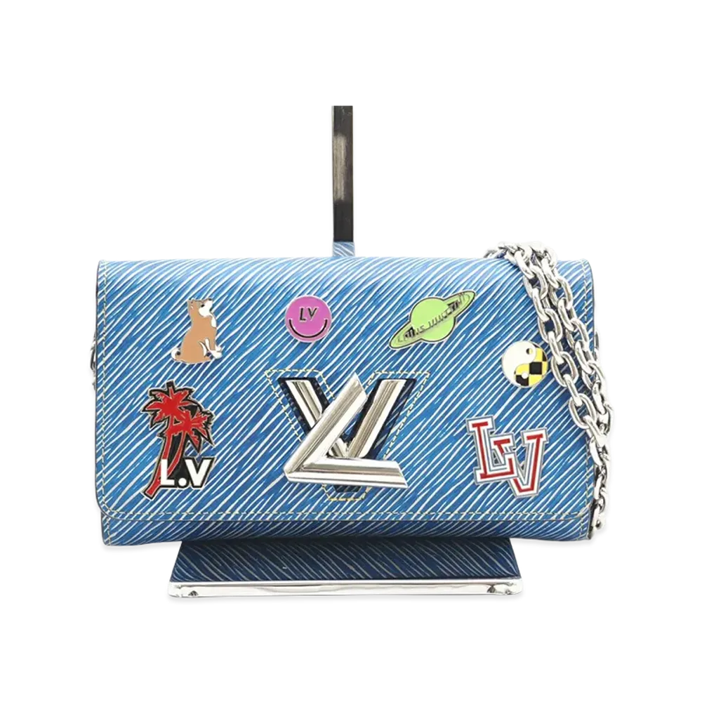 Louis Vuitton Portefeuille Chain Wallet Epi Denim "Blue"
