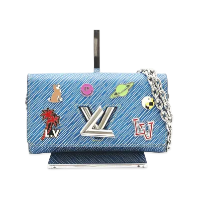 Louis Vuitton Portefeuille Chain Wallet Epi Denim "Blue"