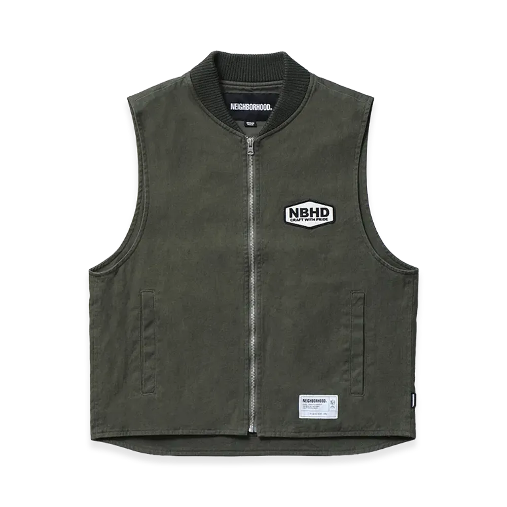 NEIGHBORHOOD Zip Work Vest "Olive Drab"