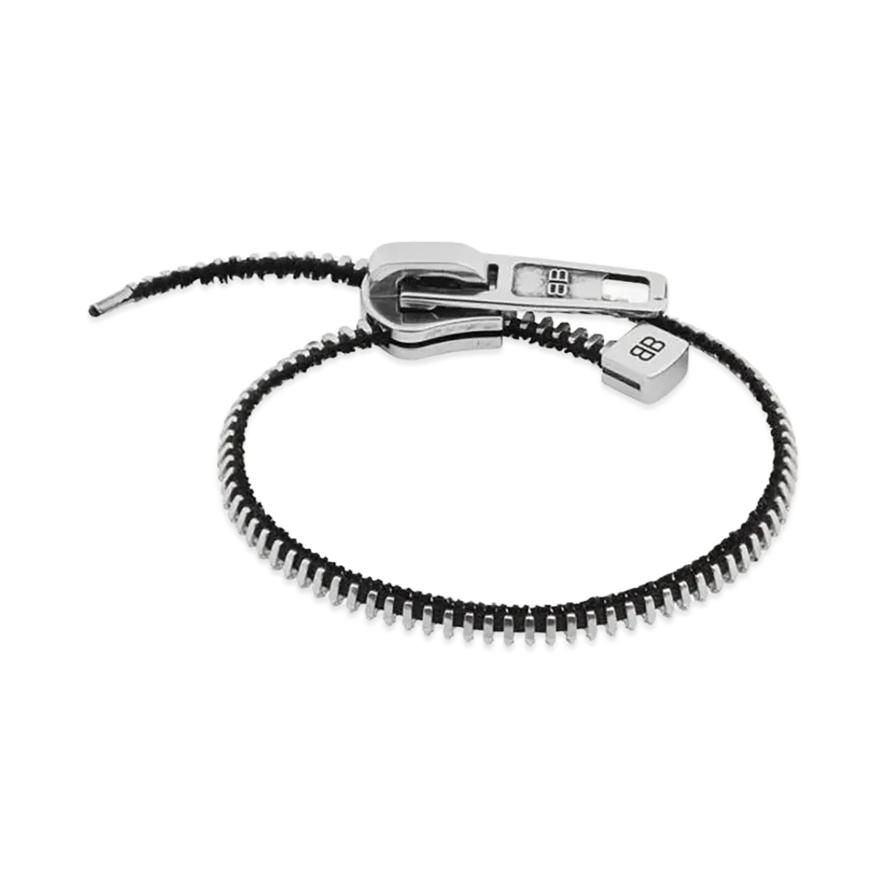BALENCIAGA DIY Zip Bracelet "Shiny Silver/Antique Silver/Black"