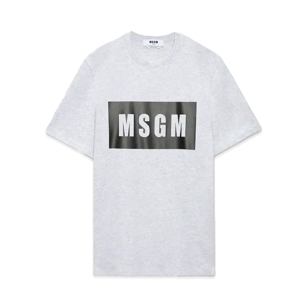 MSGM Cotton T-Shirt With Box Logo "Gray"
