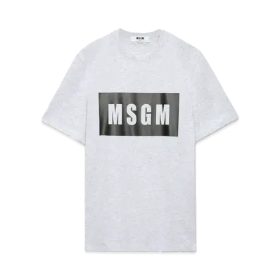 MSGM Cotton T-Shirt With Box Logo "Gray"