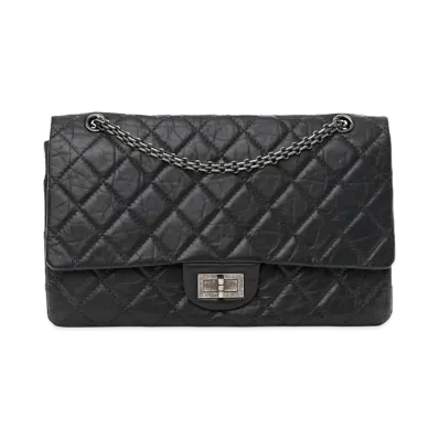 CHANEL 2.55 Chain Shoulder Aged Calfskin "Gray/Silver"