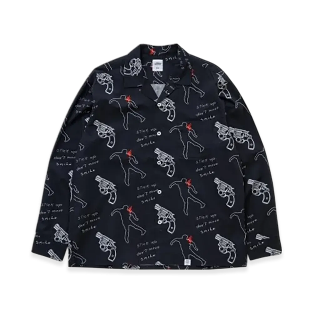 BEDWIN & THE HEARTBREAKERS Cali Ex.L/S Open Collar Shirt Rogers "Black"