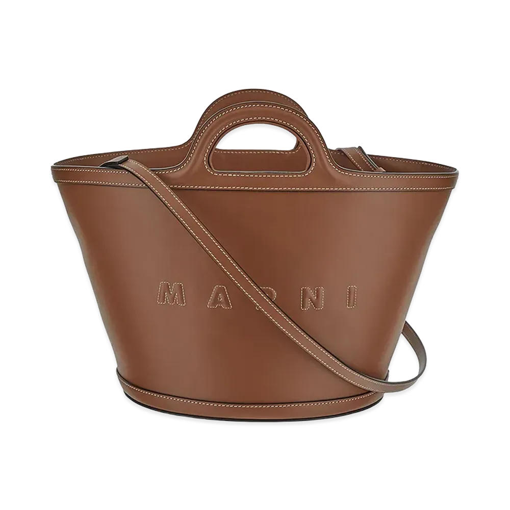 MARNI Women's Leather Small Tropicalia Handbag "Brown"