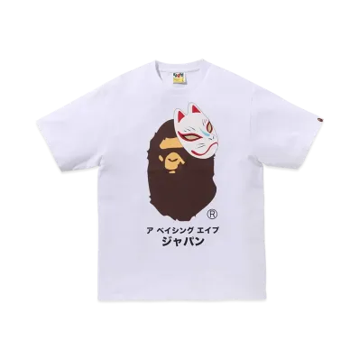A BATHING APE Japanese Fox Mask Tee "White"