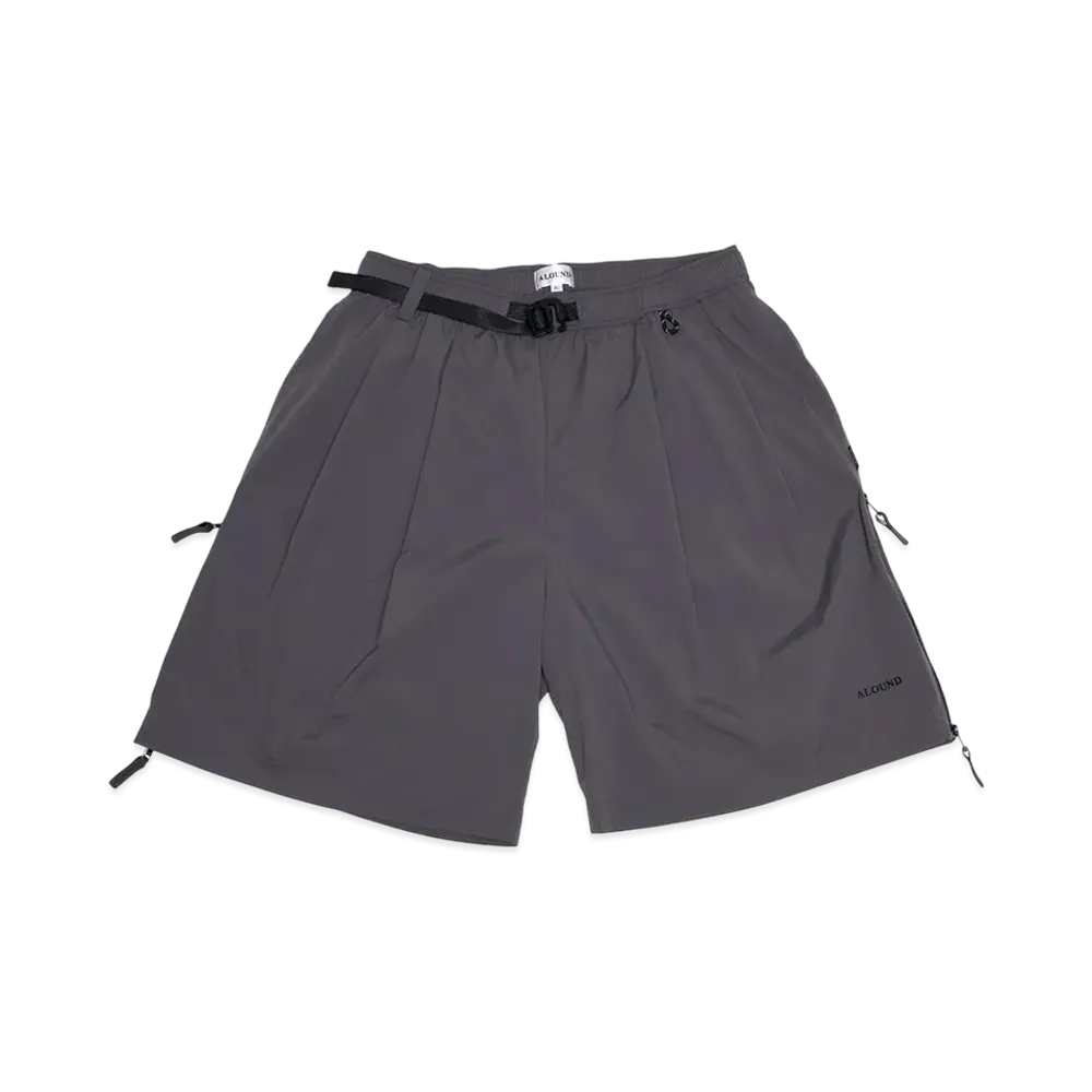 ALOUND Twotuck Belted Ventilation Nylon Shorts "Charcoal"