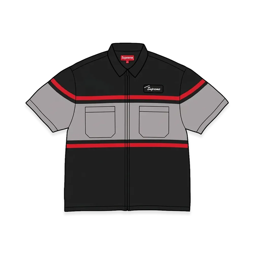 Supreme Silk Zip Up S/S Shirt "Black"