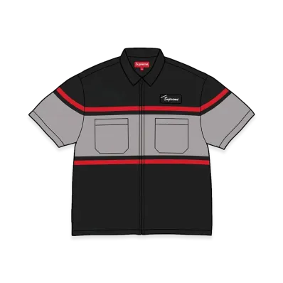 Supreme Silk Zip Up S/S Shirt "Black"