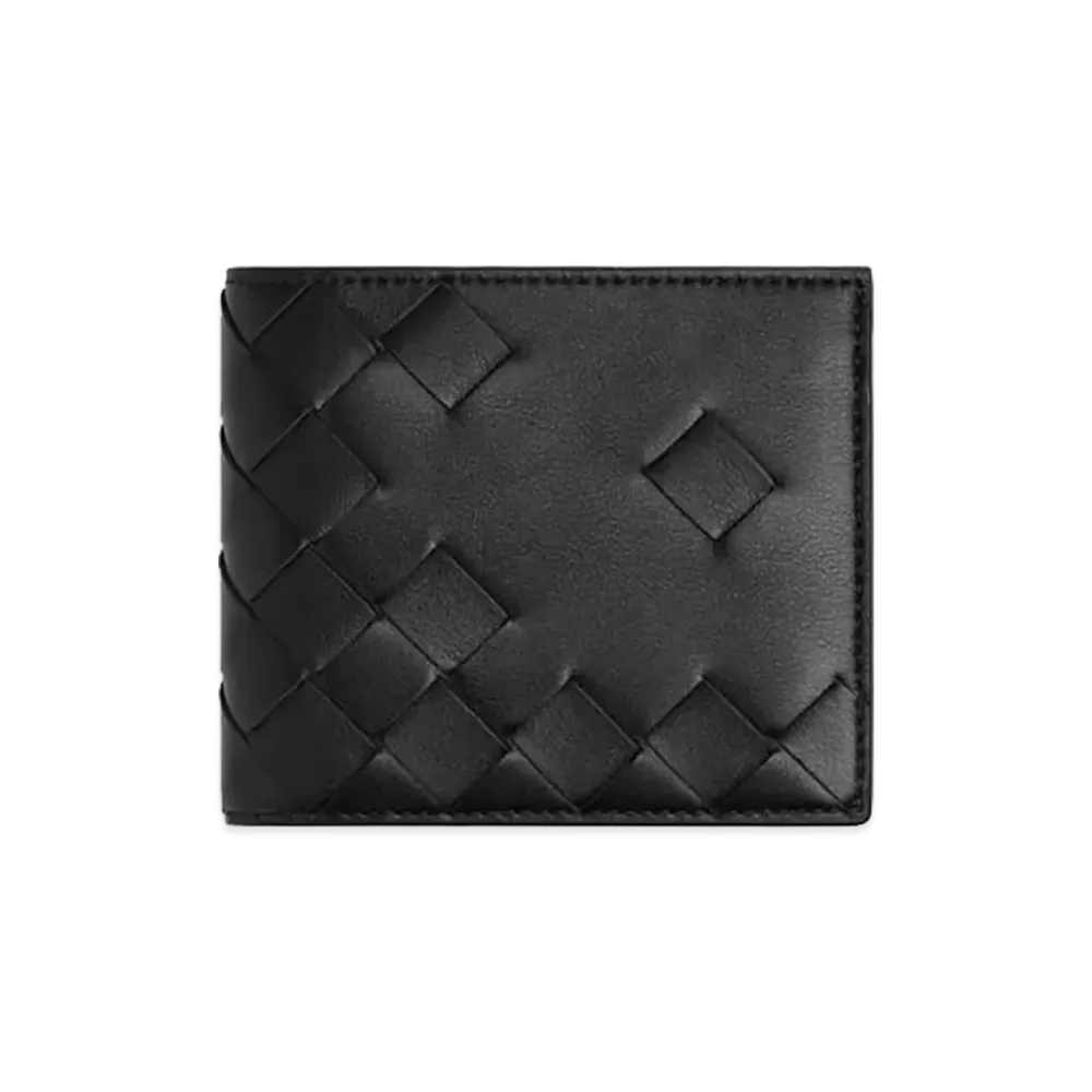 Bottega Veneta Intrecciato Bi-fold Wallet with Coin Purse "Black"