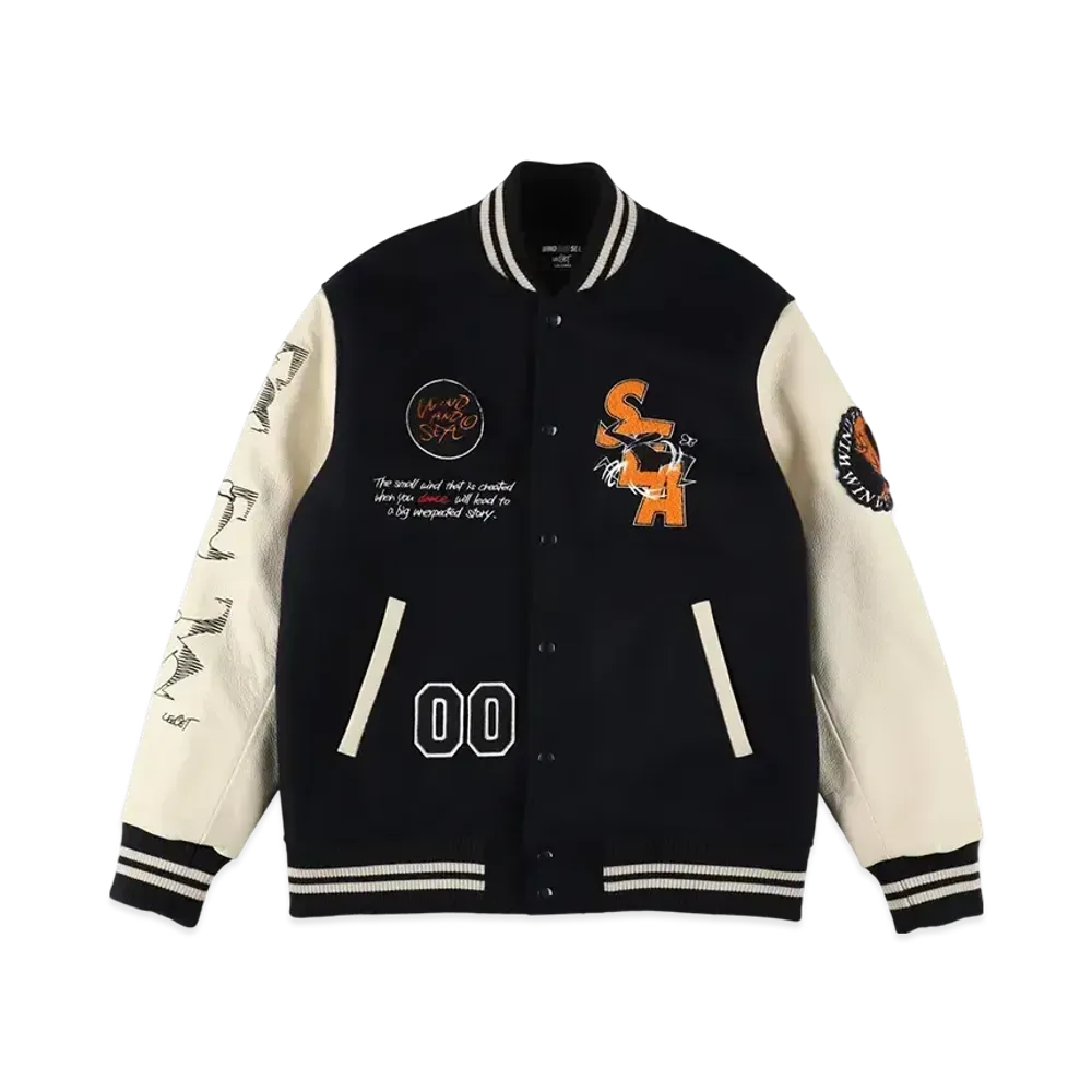 WIND AND SEA x LEEGET Varsity Jacket "Navy"