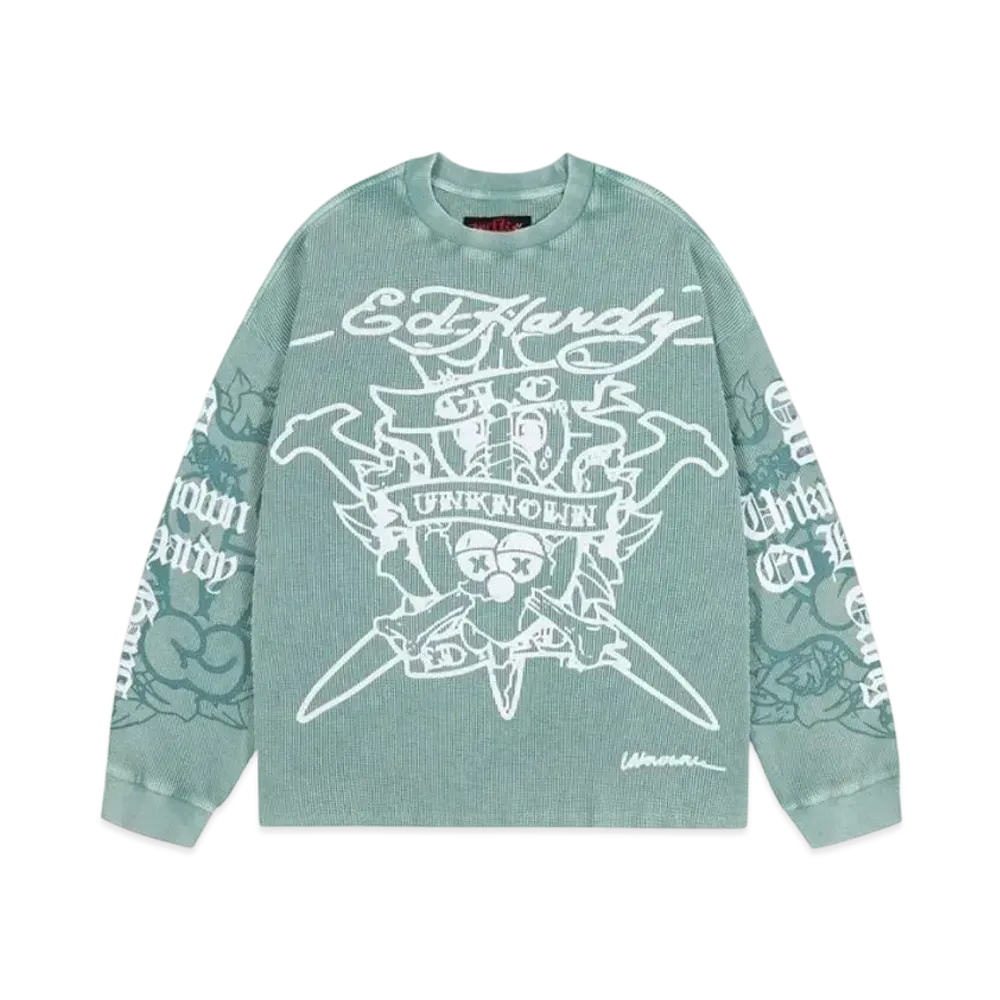 Unknown London Dagger Waffle Tee "Green"