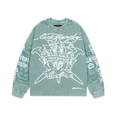 Unknown London Dagger Waffle Tee "Green"