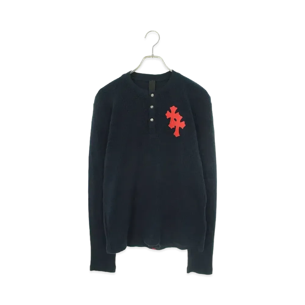 Chrome Hearts Y Not Henry Neck Cross Patch Thermal L/S Cut Sew "Navy/Red"