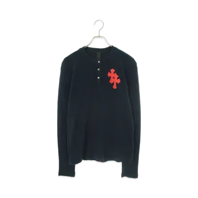 Chrome Hearts Y Not Henry Neck Cross Patch Thermal L/S Cut Sew "Navy/Red"