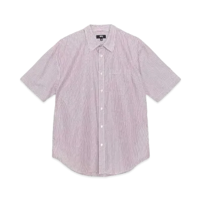 Stussy Boxy SS Shirt 8 Ball Stripe "Burgundy"