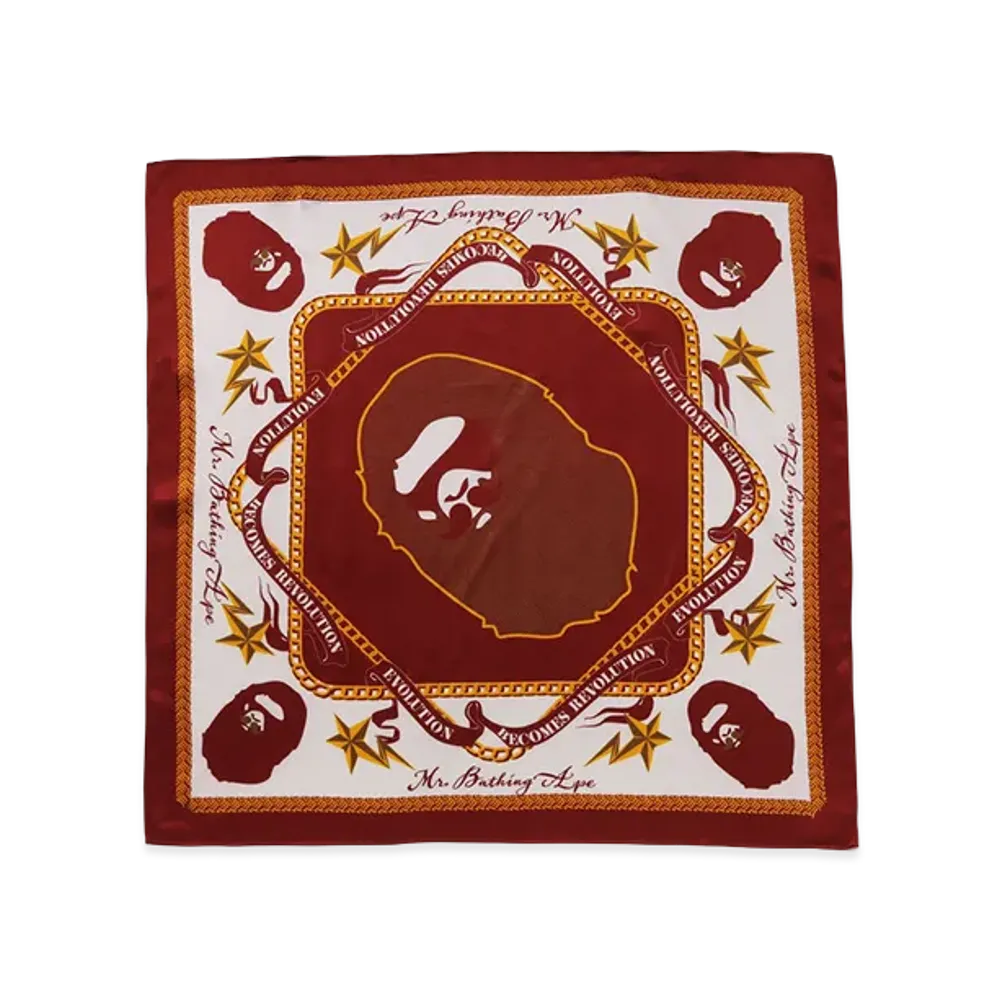 A BATHING APE Silk Bandana "Burgundy"