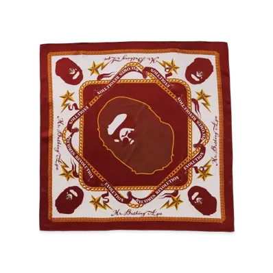 A BATHING APE Silk Bandana "Burgundy"