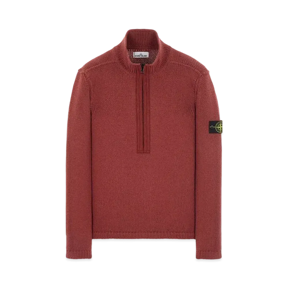 Stone Island 534A6 LAMBSWOOL WITH FABRIC DETAILS "Brick Red"