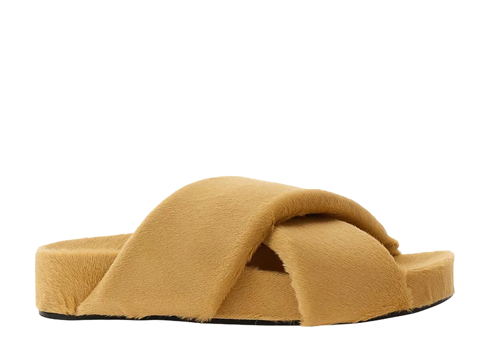Jil Sander Women's Shearling Slides "Beige"