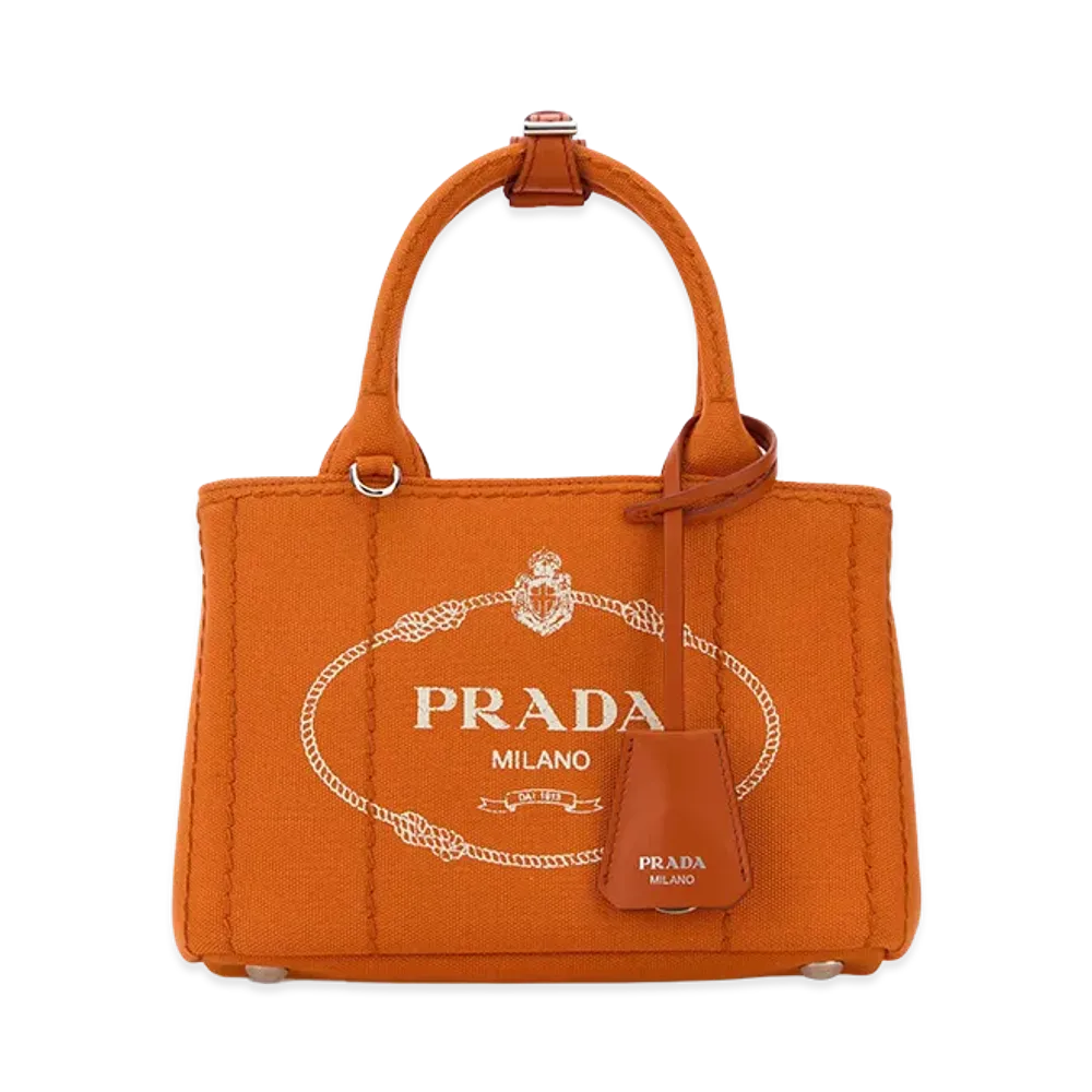 PRADA Women's Canvas Mini Jardinia Re Handbag "Orange"