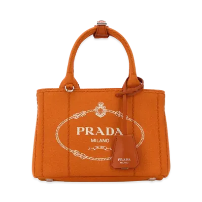 PRADA Women's Canvas Mini Jardinia Re Handbag "Orange"