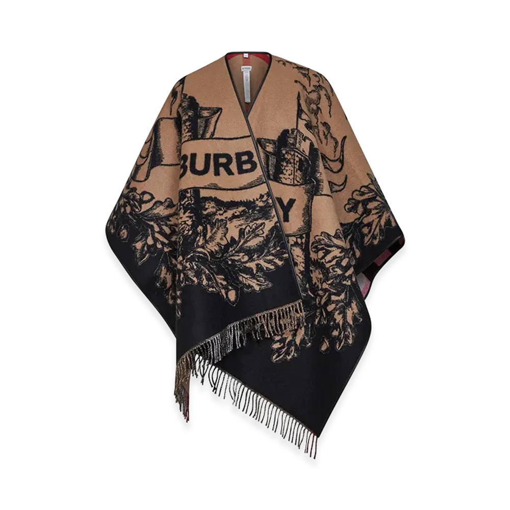 Burberry Embroidered Wool Reversible Cape "Printed"