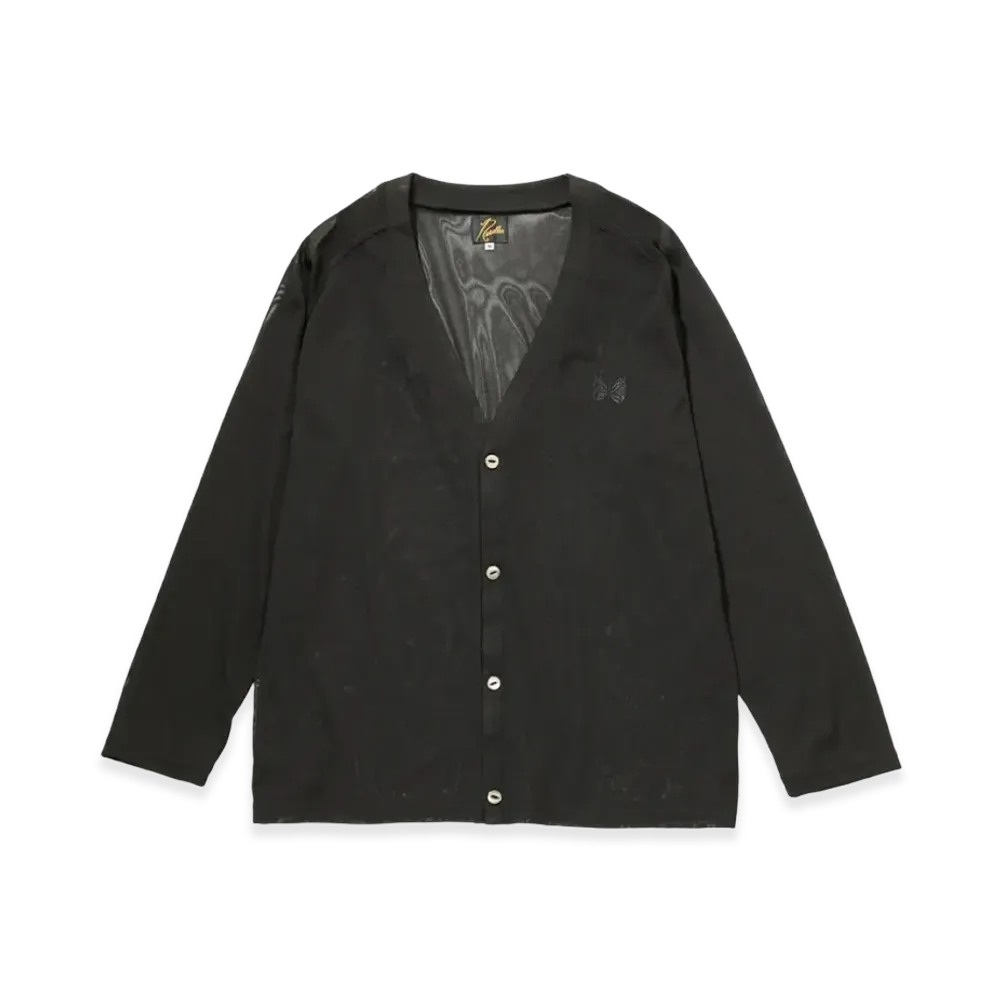 NEEDLES V-Neck Poly Mesh Cardigan "Black"