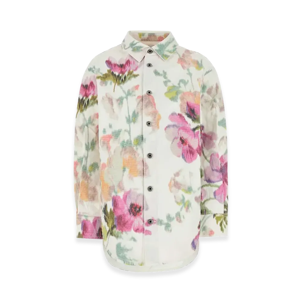 LOEWE Women's Printed Denim Shirt "White/Pink"