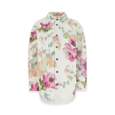 LOEWE Women's Printed Denim Shirt "White/Pink"