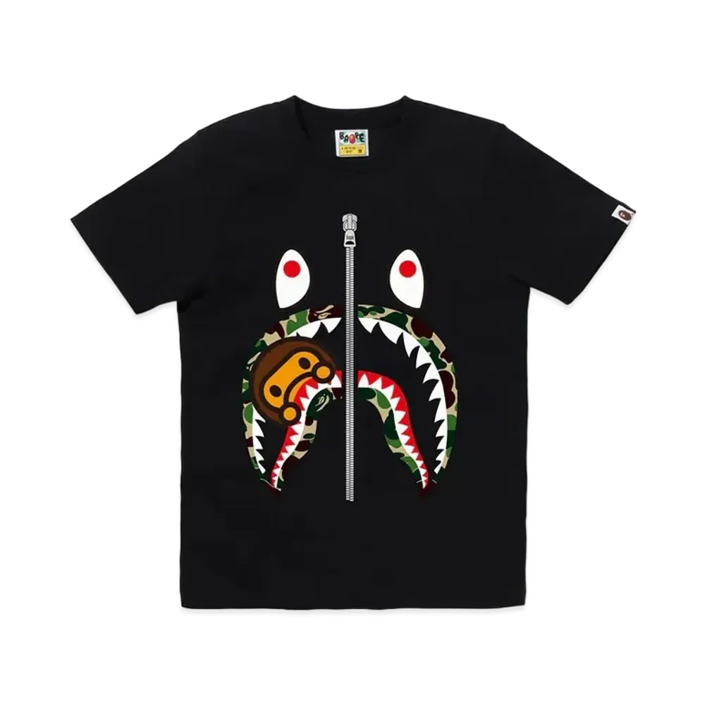 A BATHING APE ABC Camo Milo Shark Tee "Black/Green"