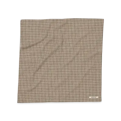 AURALEE Airy Light Cotton Check Scarf "Brown"