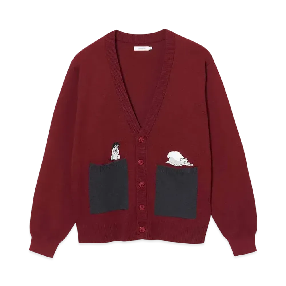 graniph x Inuyasha Osuwari Washable Knit Cardigan "Burgundy"