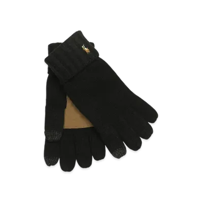 Polo Ralph Lauren Signature Merino Touch Glove With Leather Patch "Black"
