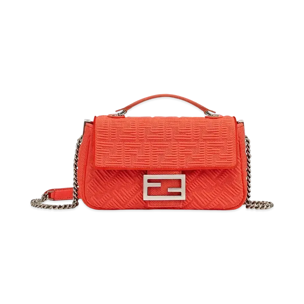 FENDI Midi Baguette Chain Ff Fabric Bag "Red"
