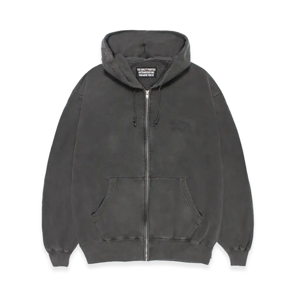 WACKO MARIA Washed Heavy Weight Zip Hooded Sweat Shirt "Gray"