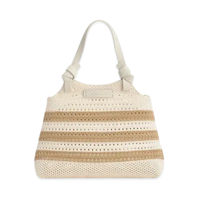 CHARLES & KEITH Knot Handle Knit Tote Bag "Sand"