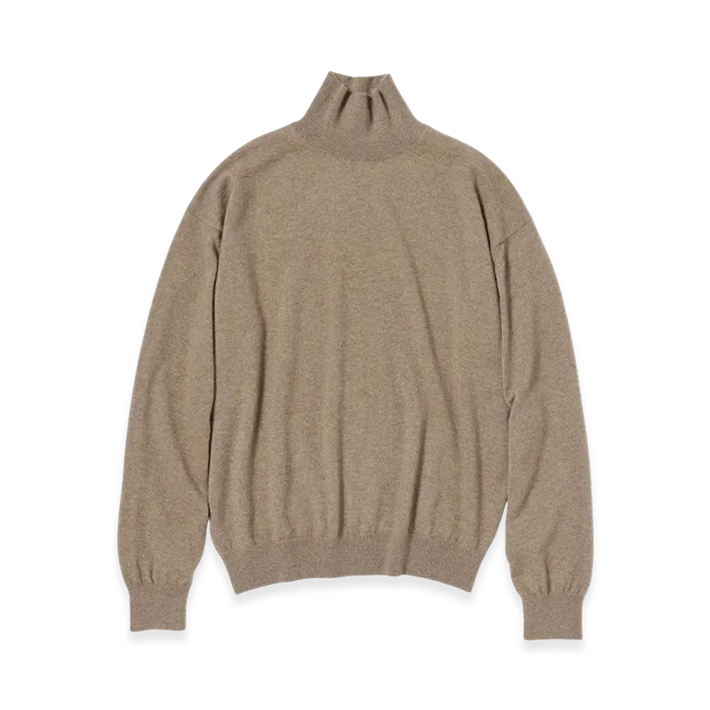 AURALEE Baby Cashmere Knit Turtle "Natural Brown"