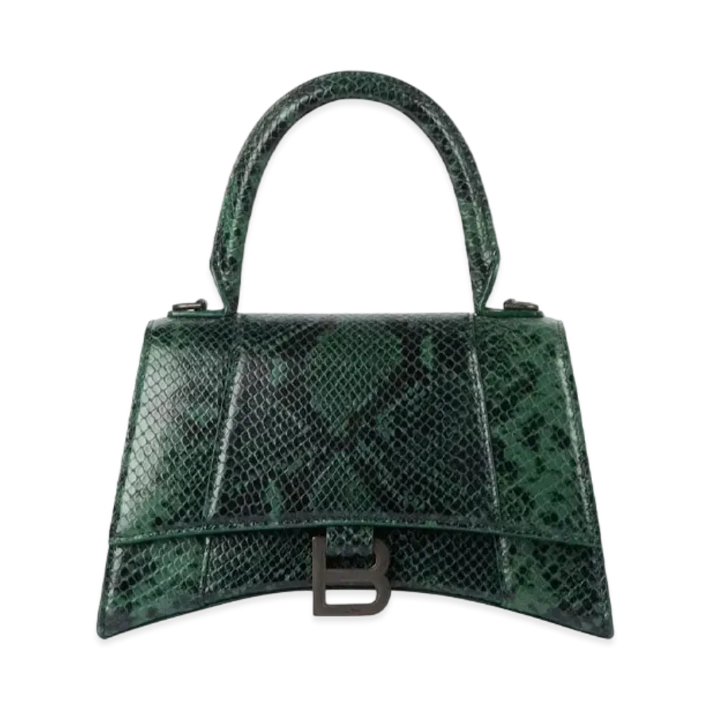 BALENCIAGA Women's Hourglass Small Top Handle Bag "Forest Green/Black"