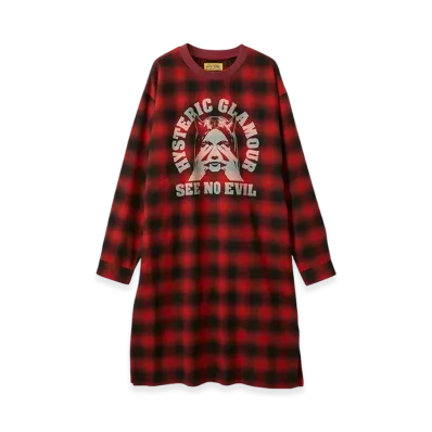 HYSTERIC GLAMOUR See No Evil Pullover Dress "Red"