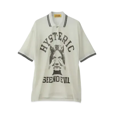 HYSTERIC GLAMOUR See No Evil Mesh Polo Shirt "White"