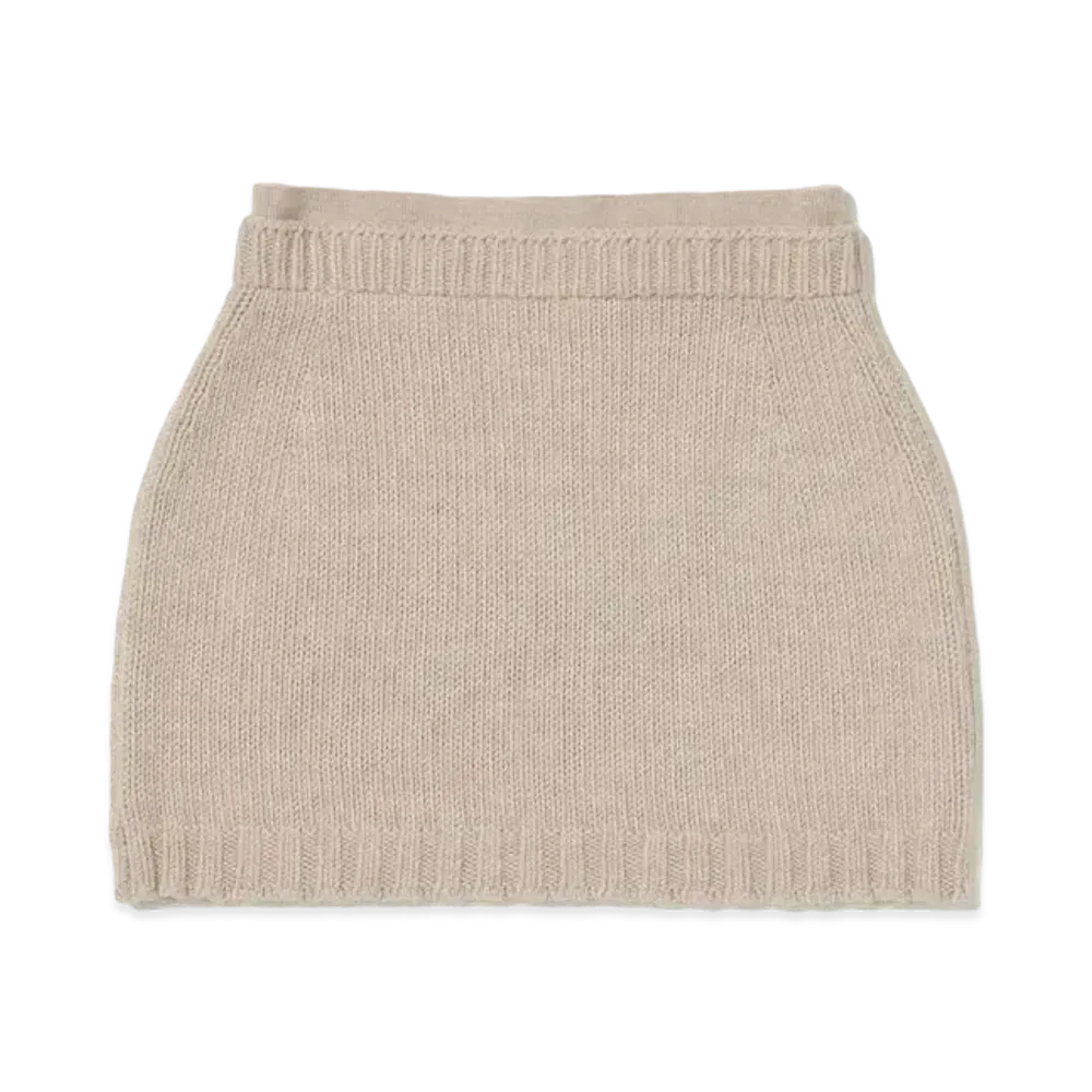 AURALEE Wool Soft Cord Knit Mini Skirt "Top Beige"