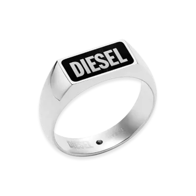 Diesel Dx1512 Black Agate Signet Ring "Silver"