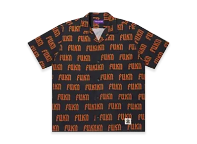 BlackEyePatch Fuk’N Patterned Open Collared S/S Shirt "Black"