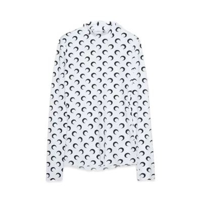 Marine serre MOON PRINTED JERSEY SECOND SKIN HIGHNECK TOP "OPTICAL WHITE"
