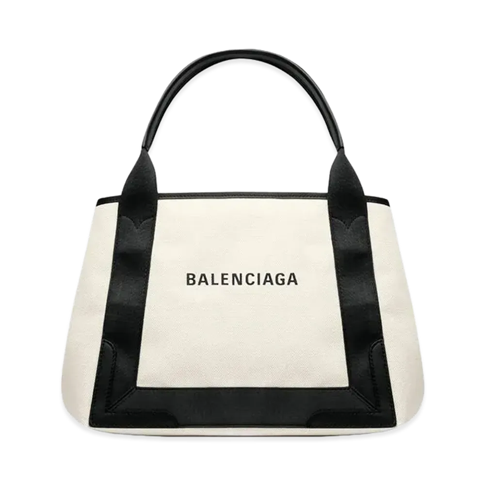 BALENCIAGA Women's Navy Cabas Small "Beige"