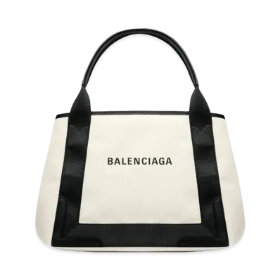 BALENCIAGA Women's Navy Cabas Small "Beige"