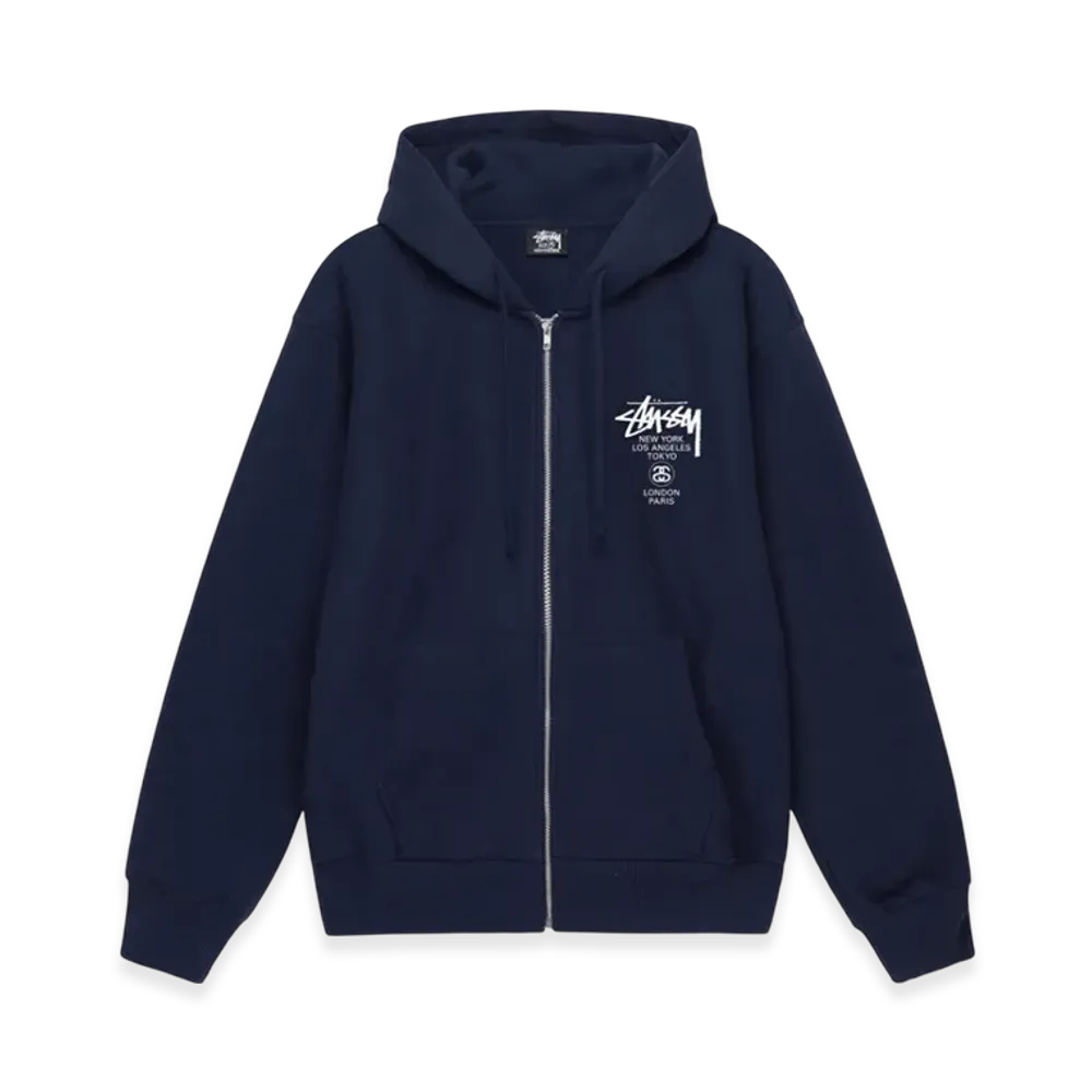 Stussy World Tour Zip Hoodie 2022 "Navy"