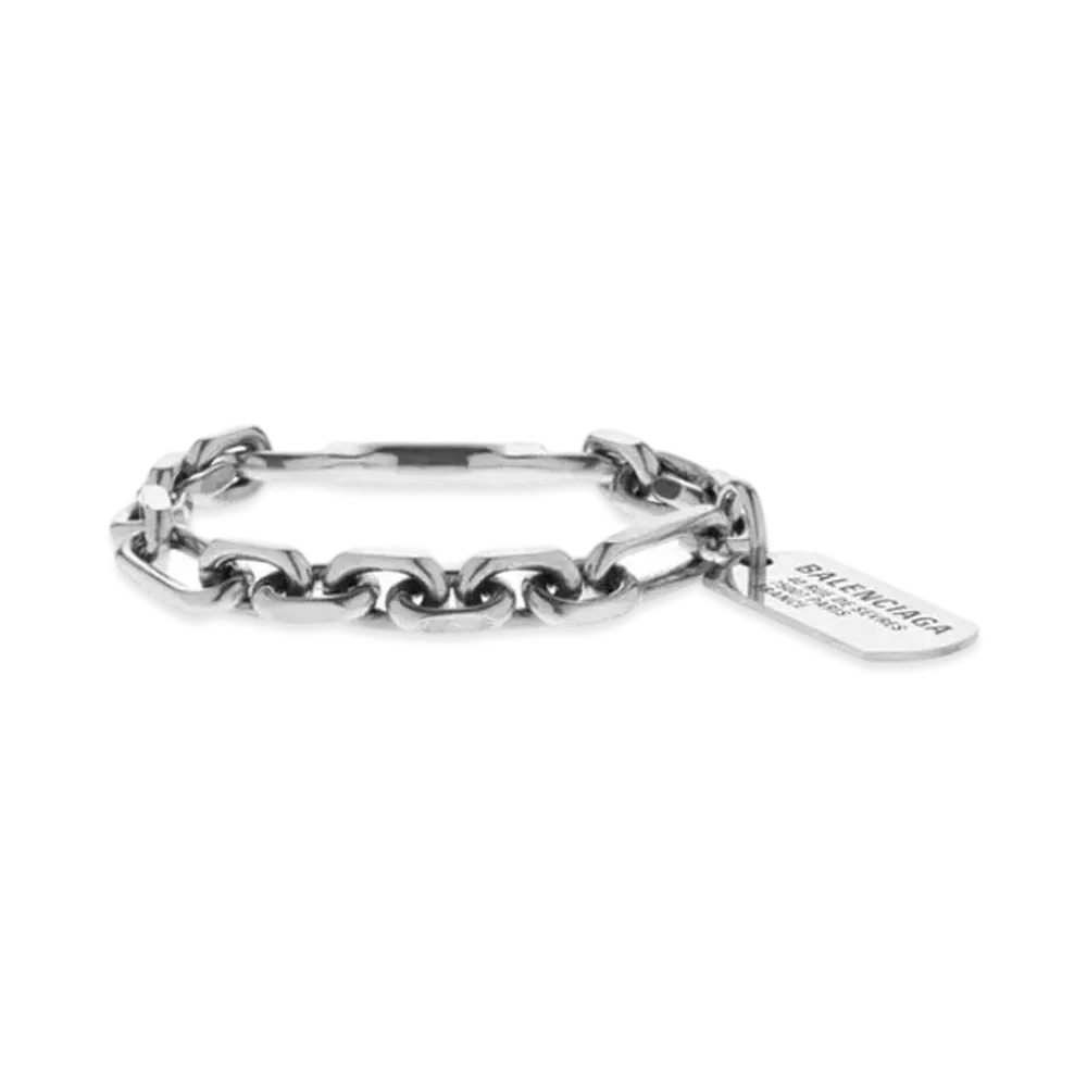 BALENCIAGA Tags Carabiner Bracelet Brass "Antique Silver"