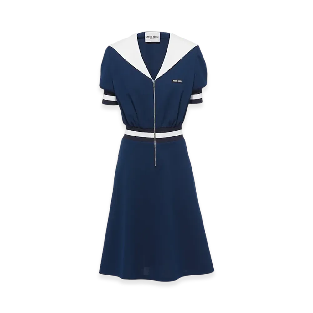 MIU MIU Women's Pique Dress "Navy"